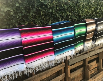 Mexico’s Finest Authentic Loomed Serape Mexican Blankets XL 60x80 plus tassels Soft Bright Vibrant Colors of South of the Boarder!