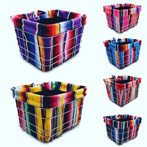 Bicycle Basket Liner, Mexican Serape Blanket Bike Basket Cover, Handmade Beach Cruiser Basket Bag,Stylish Tote in one. California Made!