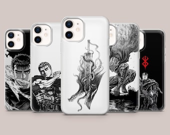 Berserk Manga Phone Case Black Swordsman Cover for iPhone 17Pro, 16, 15, 14, 13, 12, Samsung S26, S25, S24, S23Fe, A16, A56, Pixel 10, 9Pro