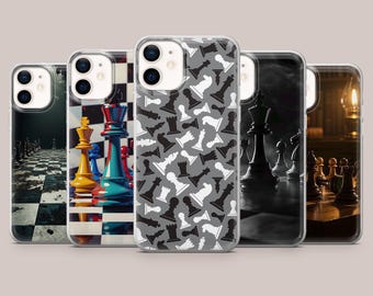 Chess Game Phone Case Chess Piece Cover for iPhone 17Pro, 17, 16, 15, 14, 13, 12, Samsung S26, S25, S24, S23, A16, A56, Pixel 10Pro, 9Pro