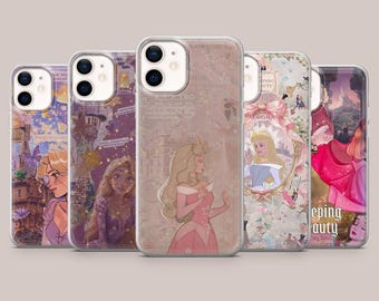 Sleeping Beauty Phone Case Pink Aurora Cover for iPhone 17Pro, 16, 15, 14, 13, 12, Samsung S26, S25, S24, S23Fe, A16, A56, Pixel 10, 9Pro, 8