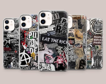 Punk Rock Phone Case Grunge Gift Cover for iPhone 17Pro, 16, 15, 14, 13, 12, Samsung S26, S25, S24, S23Fe, A16, A56, Pixel 10, 9Pro, 8A, 7