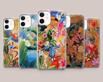 Tropical Jungle Phone Case Exotic Animals Cover for iPhone 17Pro, 16, 15, 14, 13, 12, Samsung S26, S25, S24, S23, A16, A56, Pixel 10Pro, 9
