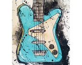 Danelectro Electric Guitar Original Painting Blue