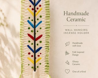 Handgemachter Räucherstäbchenhalter aus Keramik - Boho-Weihnachtsbrenner - Volkskunst-Wanddekoration für Meditationsraum & spirituelles Zuhause