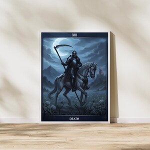 Death Tarot Card Wall Art Printable, Death Tarot Poster, Transformation Tarot Art Digital Download