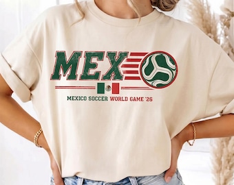 Mexico Soccer Shirt, MEX Retro Futbol Tee, Mexico National Team Fan Gift, Vintage Style Soccer Shirt, Mexico World Soccer 2026