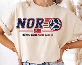Norway Soccer Shirt 2026 World Game, NOR Norwegian Flag Football T-Shirt, Sporty Tee, Norway Fan Gift, Scandinavian Style Jersey