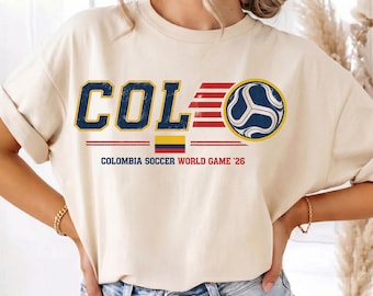 Colombia Soccer Shirt 2026, Vintage Colombia Football Tee, World Game 26 Shirt, Colombia Fan Gift, Retro Colombian Soccer Jersey Style