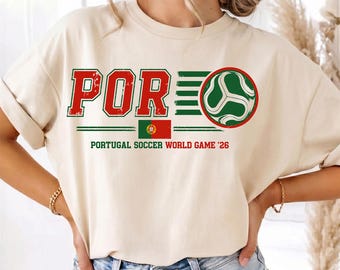 Portugal Soccer Shirt, World Game 2026 T-Shirt, Portuguese Football Fan Gift, Retro Soccer Tee, Portugal Flag Jersey Style Graphic Shirt