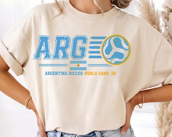 Argentina Soccer Shirt World Soccer 2026 T-Shirt, ARG Football Fan Jersey Style, Argentina Flag Tee, Soccer Gift, Sports Fan Apparel