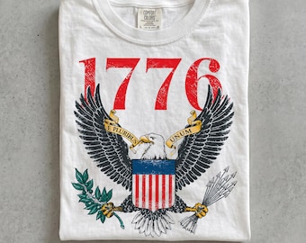 1776 American Eagle Shirt, Patriotic USA T-shirt, Comfort Colors Vintage Independence Day Tee, 4th of July Graphic Shirt, E Pluribus Unum