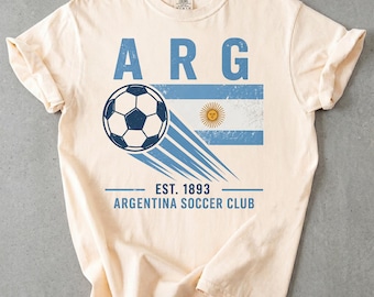 Argentina Soccer Shirt, Vintage Argentina Flag T-Shirt, Retro Argentina Soccer Club, Soccer Fan Gift, Comfort Colors Tee