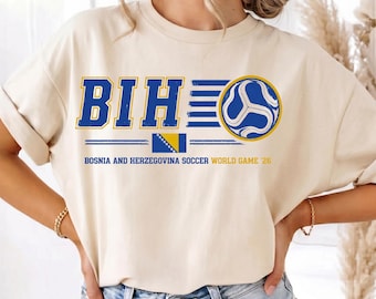 Bosnia and Herzegovina Soccer Shirt, BIH World Game 2026 Tee, Bosnia Football Fan Gift, Retro Soccer T-Shirt, Unisex Athletic Apparel