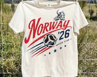 Norway Soccer Shirt, Vintage Viking Football T-Shirt, Retro 2026 Soccer Club Tee, Scandinavian Sports Gift, Norway Fan Apparel