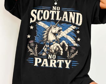 Camiseta Orgullo Escocés, Camiseta Sin Escocia No Hay Fiesta Unicornio, Camiseta con Gráfico de la Bandera de Escocia Saltire, Regalo para Aficionados al Fútbol Escocés, Ropa Thistle