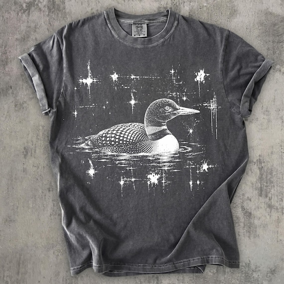 Vintage Celestial Loon Shirt, Comfort Colors Bird Watching Tee, Retro Minnesota Loon Lake Top, Grunge Punk Graphic Tshirt, Nature Gift