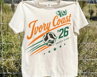 Ivory Coast Soccer Club Shirt, Cote d'Ivoire Football Tee, 2026 World Soccer Gift, Vintage Style Soccer Jersey, Ivory Coast Elephant Top