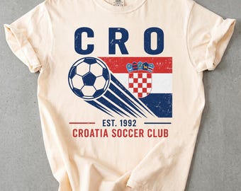 Retro Croatia Soccer T-Shirt, Croatian Heritage Shirt, CRO Soccer Fan Apparel, Croatia Flag Graphic Tee, Unisex Football Shirt