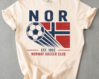 Norway Soccer Shirt, Vintage Norwegian Football Tee, Norway Flag Tshirt, Norway Soccer Club Fan, Comfort Colors Retro Sportswear