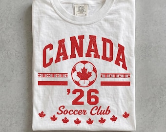 Canada Soccer Club 26 Shirt, World Football 2026 Canada Tee, Distressed Canadian Soccer Graphic Shirt, Unisex Maple Leaf Tshirt, Gameday Top