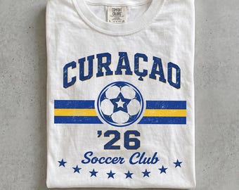 Vintage Curaçao Football Club Shirt, 2026 Soccer Fan Apparel, Retro Caribbean Travel Gift, Unisex Soccer Graphic Tee