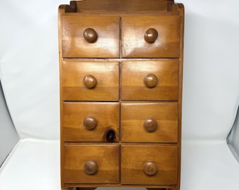 Antique Vintage  Wooden 8 Eight Drawer Spice Cabinet Box Cupboard Apothecary