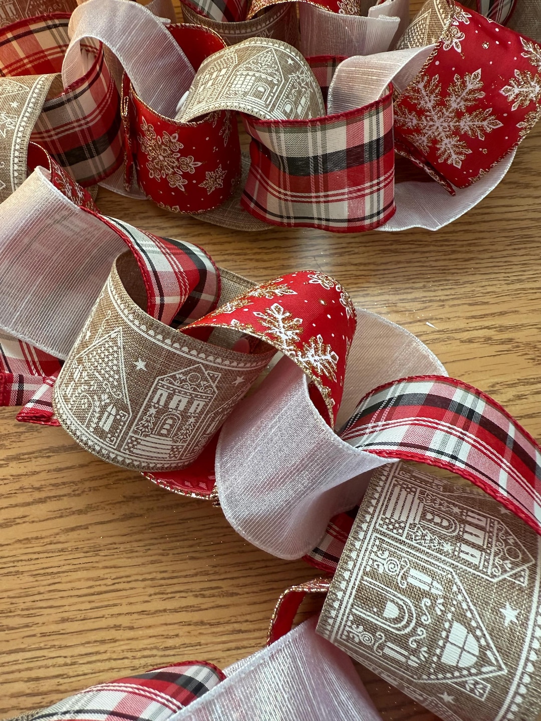 Christmas Ribbon Chain Garland With Snaps - Etsy