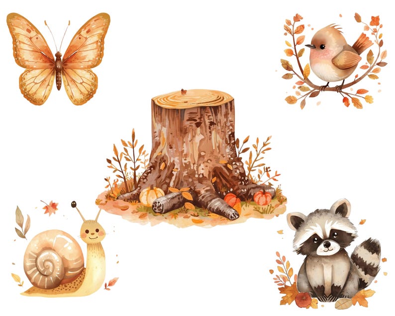 Autumn Woodland Animals Clipart Set | Watercolor Fall Animals Bundle ...