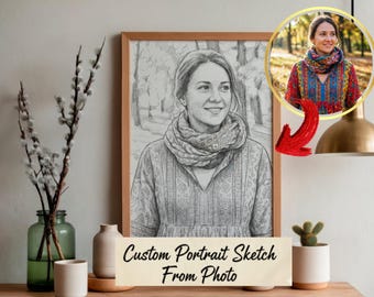 Retrato a lápiz personalizado / Foto personalizada convertida en arte (digital)