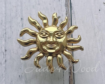 Tirador de tocador de latón macizo Sun, tirador de armario de cocina, herrajes para muebles WM1471
