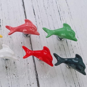 Dolphin Ceramic Knob Drawer Knob Dresser Knob Porcelain Knob Pull Handle Multi Color Furniture Hardware WM560