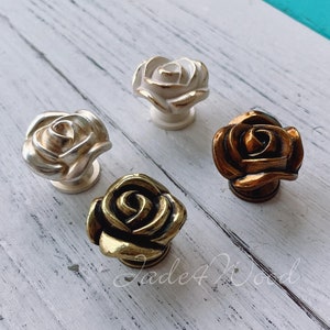 French Shabby Dresser Knob Drawer Knob Pull Knob Handle  /  Rose Flower Cabinet Knob Handle Pull Knob Furniture Hardware WM1006