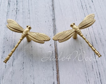 Dragonfly Solid Brass Dresser Handle Pull Knob Pull Handle / Kitchen Cabinet Pull Handle Knob Furniture Hardware WM1667