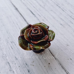 セラミックローズノブ キッチンドレッサーノブ / 引き出しノブ プルハンドル / 磁器製パンプキン装飾金具 WM23-134