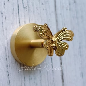 Butterfly Wall Hook Solid Brass Heavy Duty Vintage Animal Hook Hanging Clothes Hats Towels Bags Organizing Decorative Wall Hooks WM1897