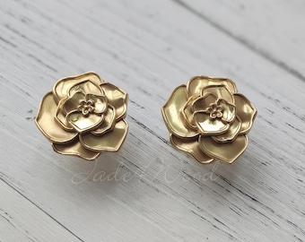 Flower Solid Brass Dresser Handle Pull Knob Pull Handle / Kitchen Cabinet Pull Handle Knob Furniture Hardware WM1720
