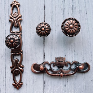 Copper Handle Bail Dresser Drawer Pull Handle / Antique Copper Drop Kitchen Cabinet Pull Handle Knob Furniture Hardware LJ127