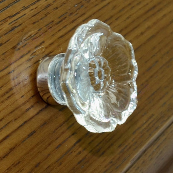 Flower Glass Crystal Knobs Cabinet Knob /Dresser knobs cabinet Dresser Knobs / Dresser Pull / Cabinet Knobs / Furniture Knobs WM003