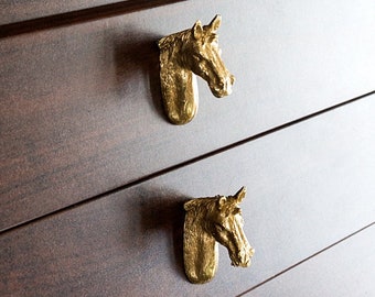 Horse Head Solid Brass Dresser Handle Pull Knob Pulls Handles / Kitchen Cabinet Pull Handle Knobs Furniture Hardware WM1352