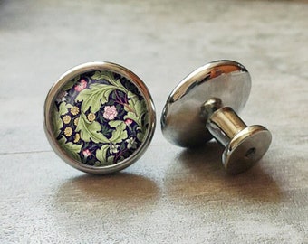 Puxador de armário com cabochão de vidro William MORRIS, puxador de cômoda, puxador de cômoda, puxador de móveis