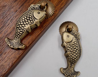Fish Solid Brass Dresser Handle Pull Knob Pulls Handles / Kitchen Cabinet Pull Handle Knobs Furniture Hardware WM1507