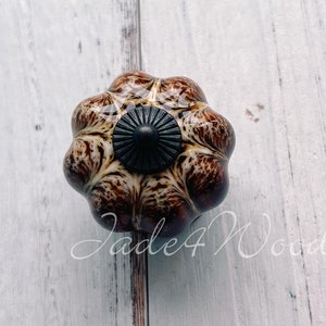 Ceramic Pumpkin Knob Kitchen Dresser Knob / Drawer Knob Pull Handle / Porcelain Pumpkins Decorative Hardware WM863