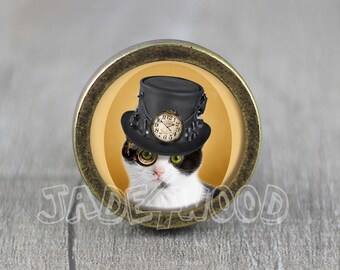 Steampunk Cat Cabinet Dresser Knobs Pull Dresser Pull Etsy