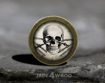 Skull Glass Cabochon Bronze cabinet Dresser Knob pull / Dresser Pull / Cabinet Knob / Furniture Knob