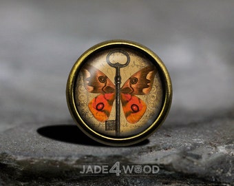 Butterfly Glass Cabochon Cabinet Knob Dresser Knob Dresser Pull Furniture Knob