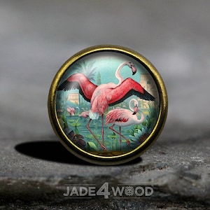 Flamingo Glass Cabochon Cabinet Knob Dresser Knob Dresser Pull Furniture Knob