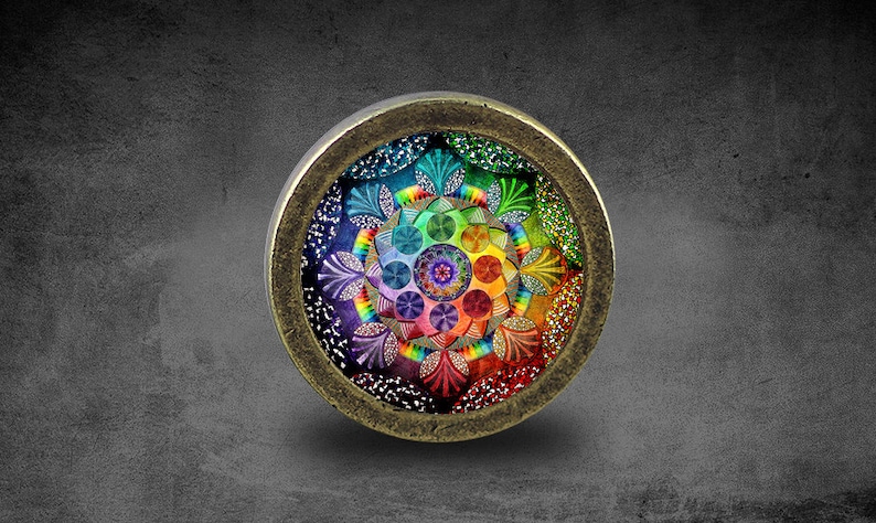 Mandalas Glass Cabochon Bronze cabinet Dresser Knobs pull / Dresser Pull / Cabinet Knobs / Furniture Knobs zdjęcie 1