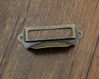 Antique Bronze Label Drawer Pull Small Antique Bronze Handle Label Holder with Cup Pull Drawer Pull CZ036