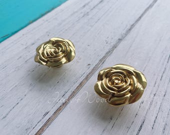 Flower Solid Brass Dresser Handle Pull Knob Pull Handle / Kitchen Cabinet Pull Handle Knob Furniture Hardware WM1509